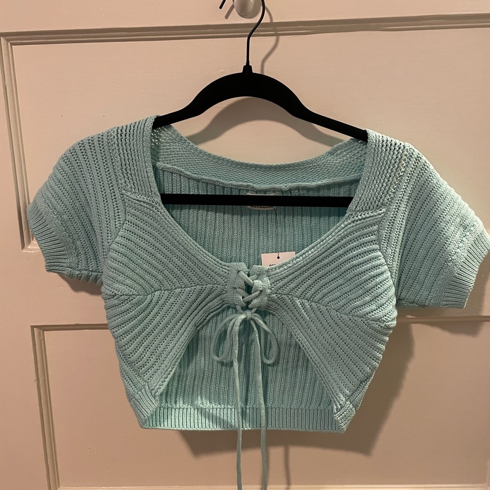 Cotton on cropped crochet tie top